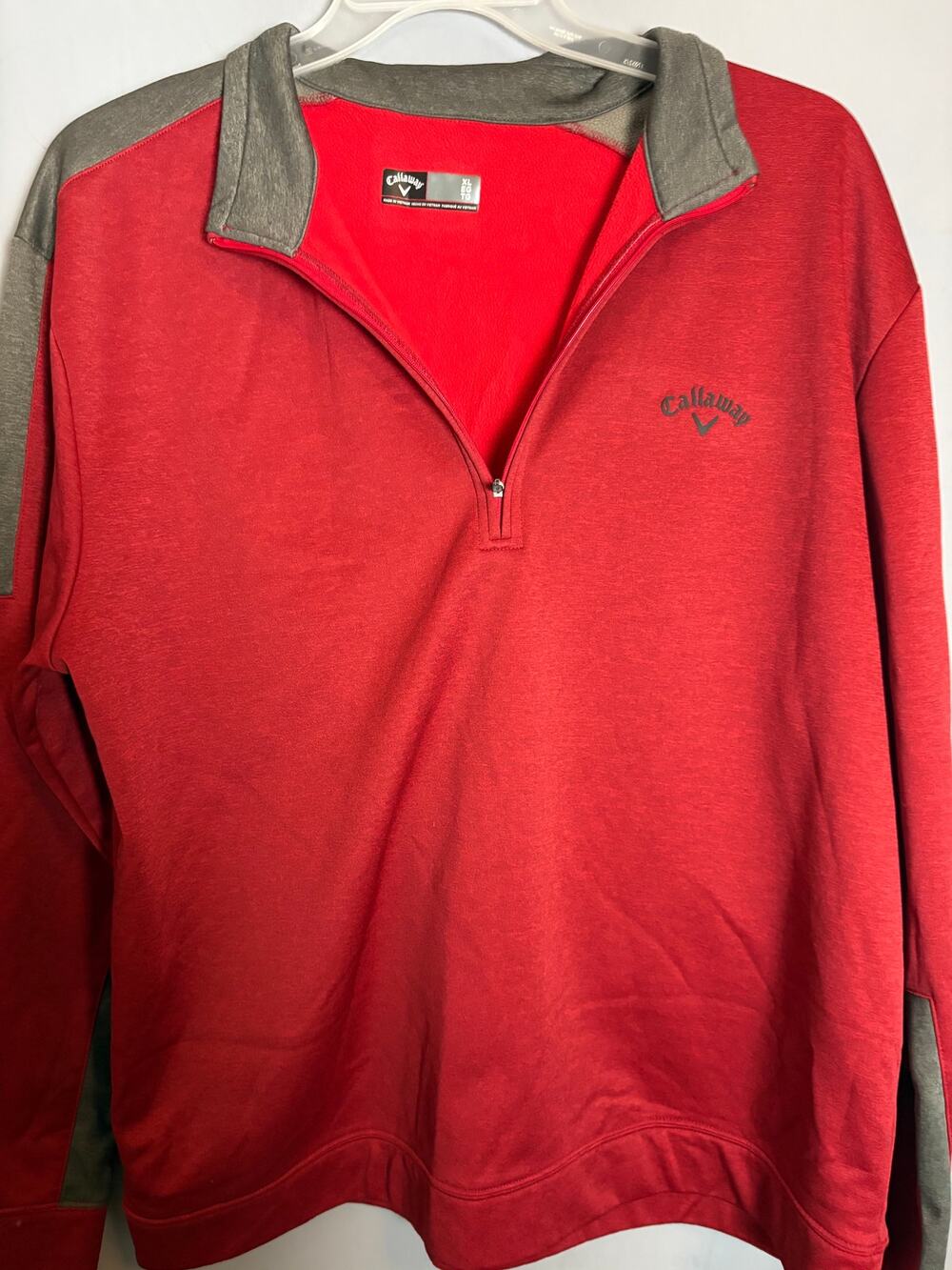 Callaway Opti‑Dri Red Heather Quarter‑Zip Golf Pullover Size XL
